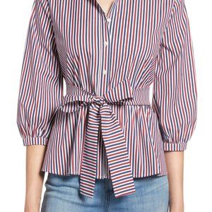 Halogen Belted Blouson Sleeve Blouse